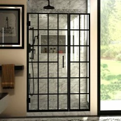 Wholesale 😉 DreamLine SHDR-2446720-89 Unidoor Toulon 46-46.5" Shower Door, Satin Black 😀