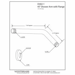 Alternative view of Best Sale 💯 Westbrass 10" Shower Arm In Polished Nickel ✔️